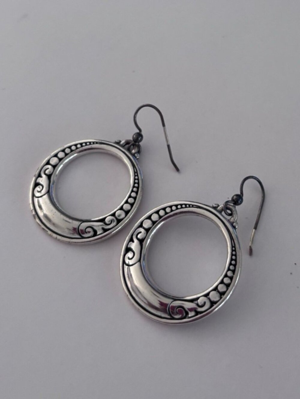 Brighton Ala Mode Contempo Hoops Silver French Wire Earrings